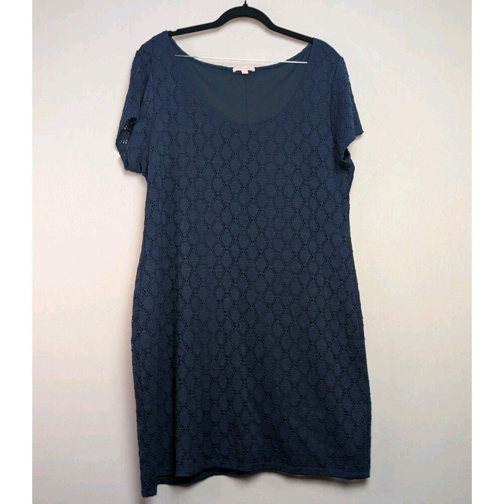 Isaac Mizrahi Women’s Plus Sz XXL Navy Blue Lace Sheath Dress W/ Lining Comfort